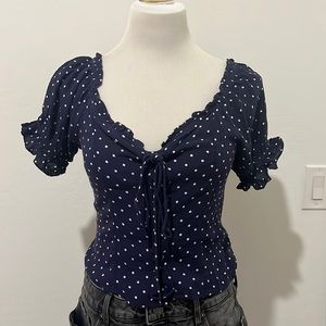 AEO Polka Dot Corset Blouse